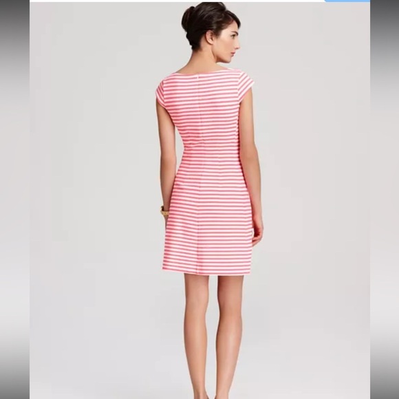 Lilly Pulitzer White and Pink Fit and Flare Mini Dress boat midi medium resort - Picture 2 of 16